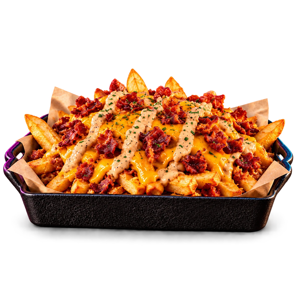 Porção Side Quest Fries com cheddar e bacon